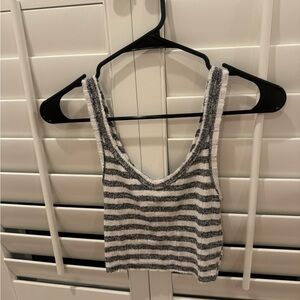 Urban Outfitters Black and White Ribbed Crop Tank Top
